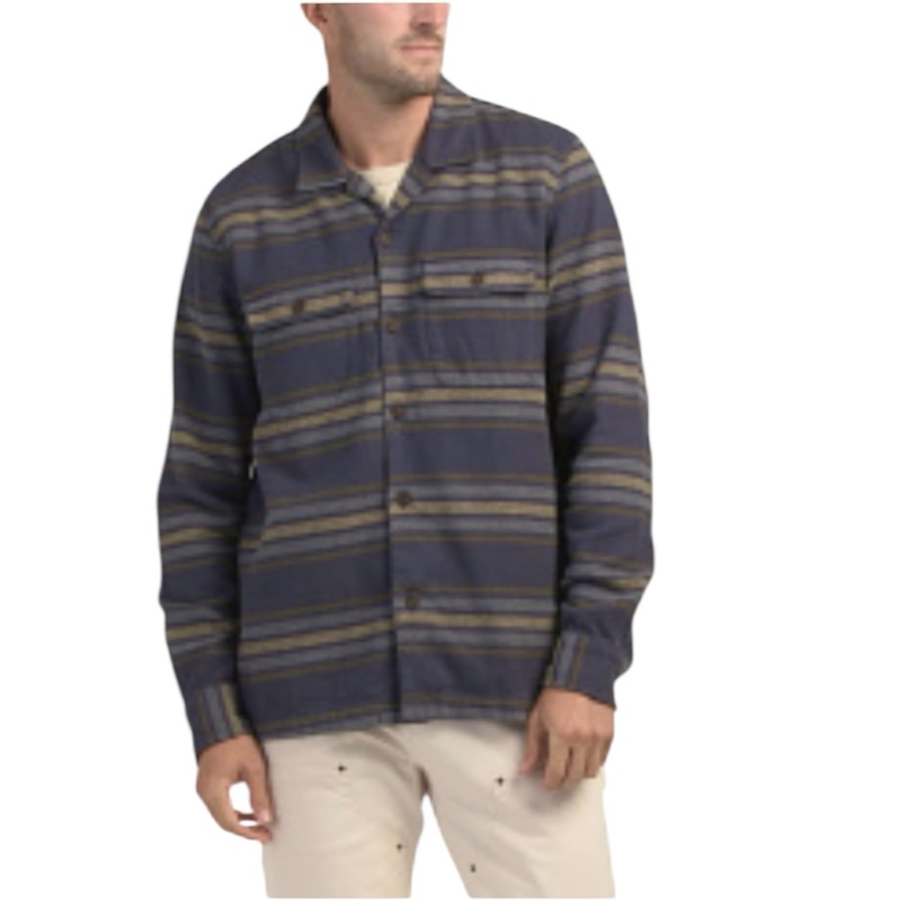 Lucky Brand Striped Blue Flannel. 100% Cotton Natural Fiber. NEW w/o tags. XL